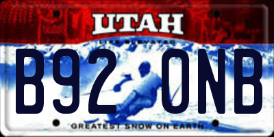 UT license plate B920NB