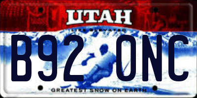 UT license plate B920NC