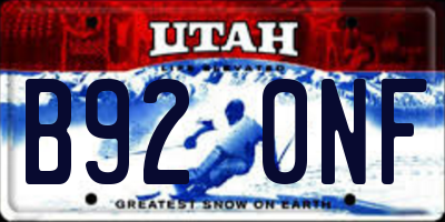 UT license plate B920NF
