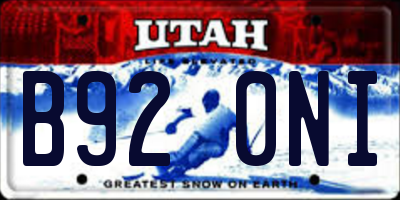 UT license plate B920NI