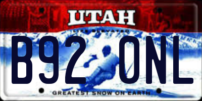 UT license plate B920NL