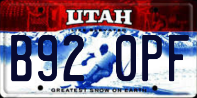 UT license plate B920PF