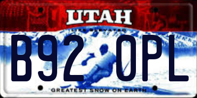 UT license plate B920PL