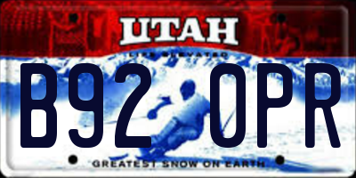 UT license plate B920PR