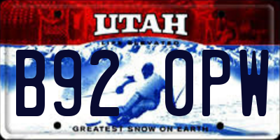 UT license plate B920PW