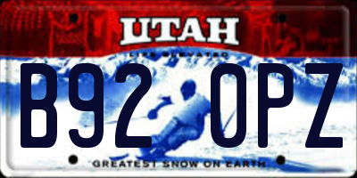 UT license plate B920PZ