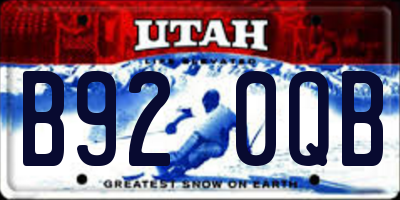 UT license plate B920QB