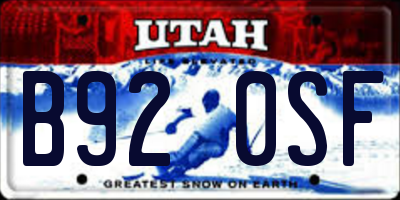 UT license plate B920SF