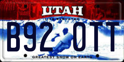UT license plate B920TT