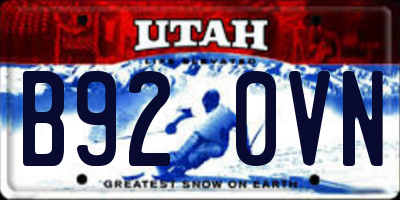 UT license plate B920VN