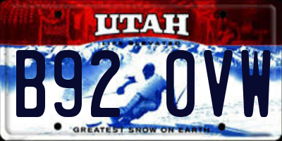 UT license plate B920VW