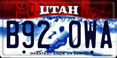 UT license plate B920WA