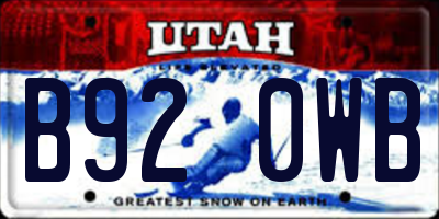 UT license plate B920WB