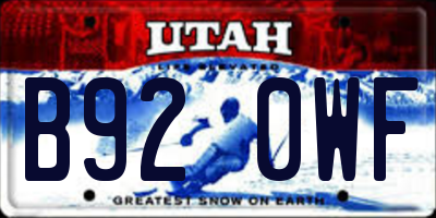 UT license plate B920WF