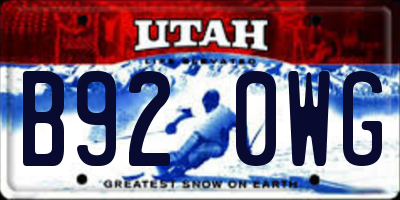 UT license plate B920WG