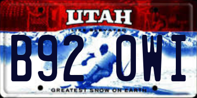 UT license plate B920WI