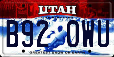 UT license plate B920WU