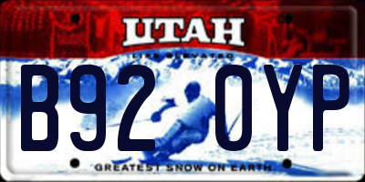 UT license plate B920YP