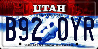 UT license plate B920YR