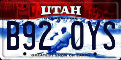 UT license plate B920YS