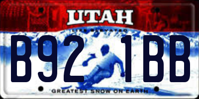 UT license plate B921BB