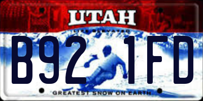 UT license plate B921FD