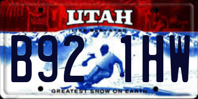 UT license plate B921HW