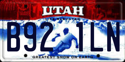 UT license plate B921LN