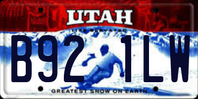 UT license plate B921LW