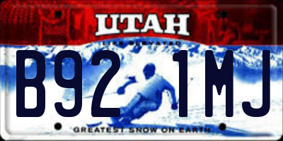 UT license plate B921MJ