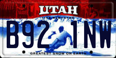 UT license plate B921NW