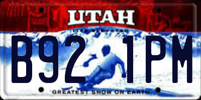 UT license plate B921PM