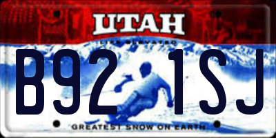 UT license plate B921SJ