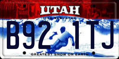 UT license plate B921TJ