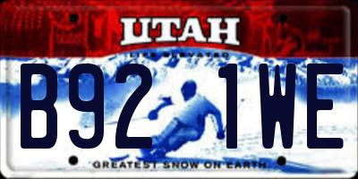 UT license plate B921WE