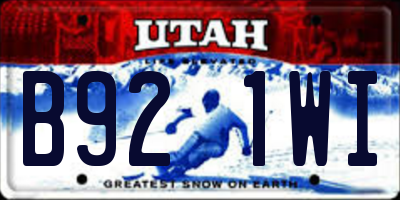 UT license plate B921WI