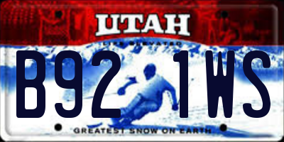 UT license plate B921WS