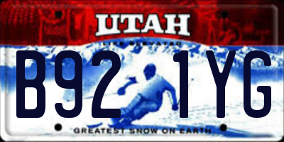 UT license plate B921YG