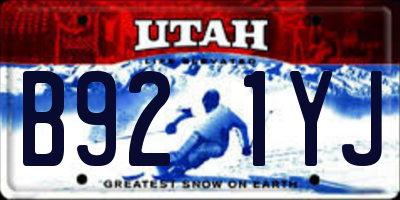 UT license plate B921YJ