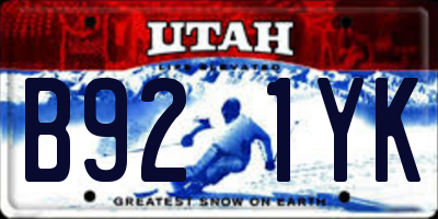 UT license plate B921YK