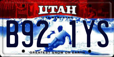 UT license plate B921YS