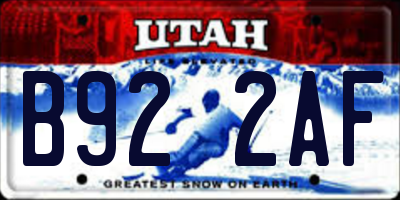 UT license plate B922AF