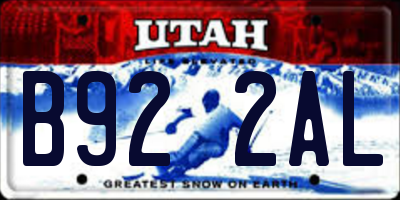 UT license plate B922AL
