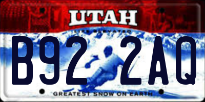 UT license plate B922AQ