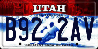 UT license plate B922AV