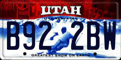 UT license plate B922BW