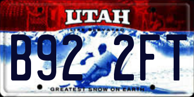 UT license plate B922FT
