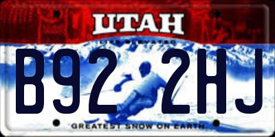 UT license plate B922HJ
