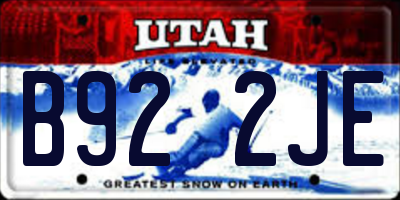 UT license plate B922JE