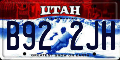 UT license plate B922JH